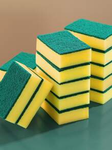 10 件装双面海绵百洁布，多用途洗碗擦洗海绵，去污清洁垫 - 彩色 - 查看 1