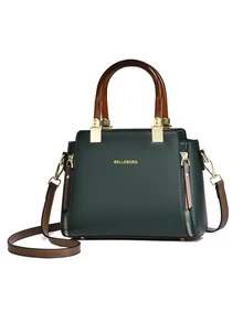 BELLEBORG Bolsa cuadrada con estampado de letra - Verde - Ver 2