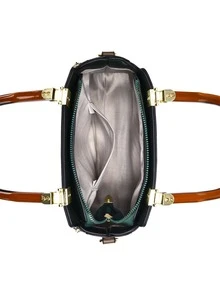 BELLEBORG Bolsa cuadrada con estampado de letra - Verde - Ver 3