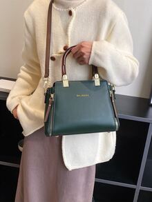 BELLEBORG Bolsa cuadrada con estampado de letra - Verde - Ver 6