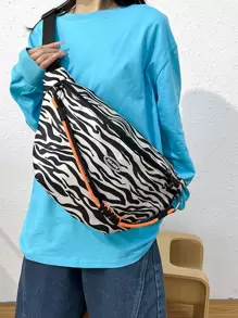 斑馬紋圖案腰包 - 黑與白 - 查看 1