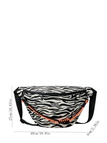 斑馬紋圖案腰包 - 黑與白 - 查看 3