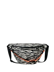 斑馬紋圖案腰包 - 黑與白 - 查看 4