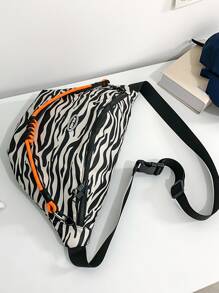 斑馬紋圖案腰包 - 黑與白 - 查看 6