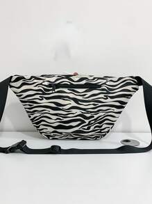 斑馬紋圖案腰包 - 黑與白 - 查看 7