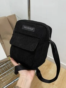 迷你字母贴布装饰方形包斜挎包简约方形包方形单肩手提包宽肩带手机女士单肩手提包钱包可转换斜挎背包邮差旅行包轻便时尚白领上班族大学生工作商务通勤办公室周年纪念日生日礼物情人节礼物礼品手机袋兼容包女士手机袋钱包 - 黑色 - 查看 2