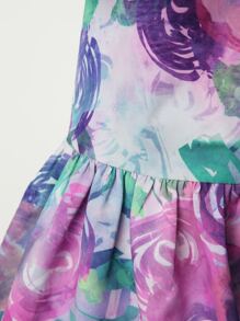 Hauture 优雅花卉印花荷叶边袖迷你连衣裙 - 彩色 - 查看 8