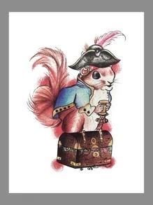 1 hoja Pegatina tatuaje con patrón de ardilla - Multicolor - Ver 1