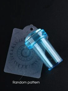 FULL BEAUTY 1pc Silicone Nail Art Stamper & 1pc Scraper - Blue - View 4