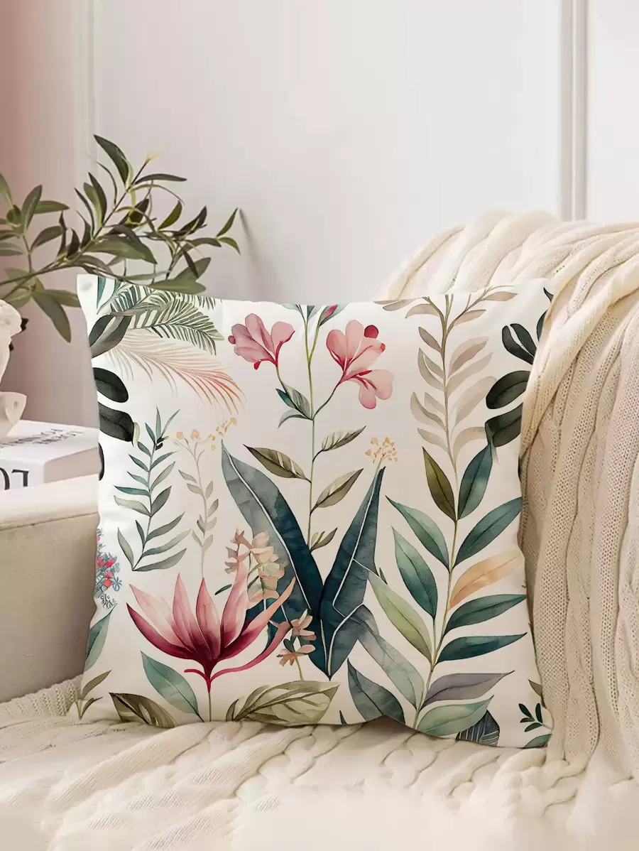 1pc Floral Print Cushion Cover Without Filler