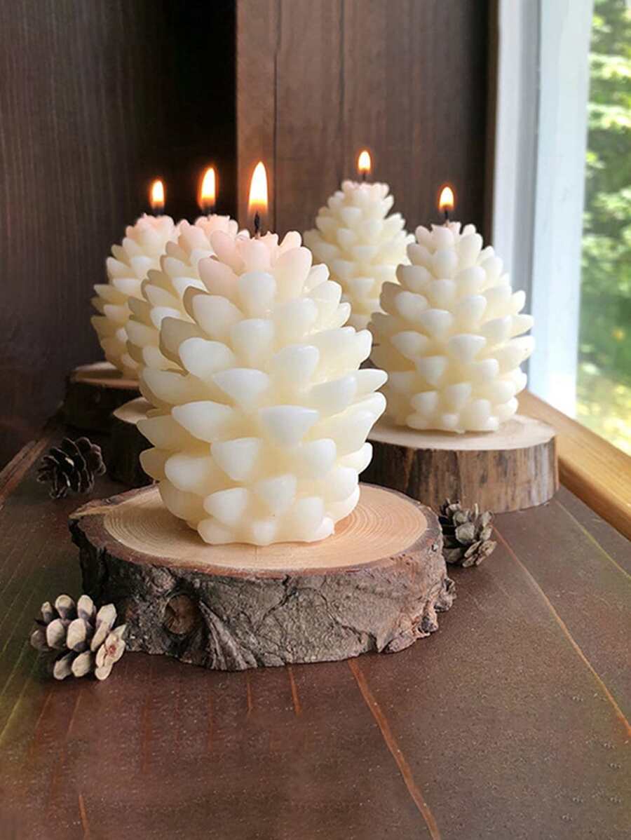 1pc Pine Cone Shaped Candle Silicone Mold - White - View 1