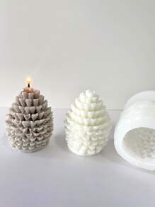 1pc Pine Cone Shaped Candle Silicone Mold - White - View 2