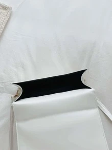 迷你衍縫翻蓋方包附帶小口袋包 - 白色 - 查看 4