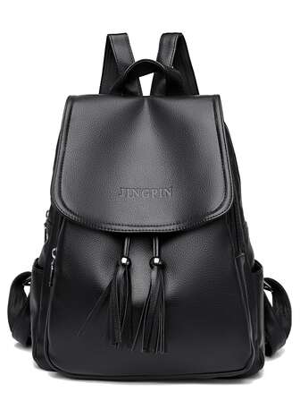 Tassel Detail Flap Backpack for Women, Rookies & White-collar Workers