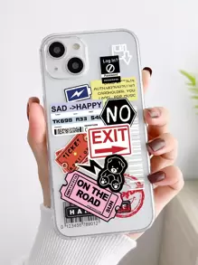 1pc Label Sticker Wave Pattern Phone Case For Various Models Of IPhone, Such As IPhone 11, 13, 14, 15, 12, Etc. - Multicolor - View 1