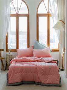 Solid Color Quilted Bedspread - Pink - View 5