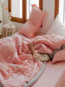 Solid Color Quilted Bedspread - Pink - View 6