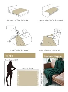 1 chiếc chăn màu trơn có viền viền viền - màu xanh lá - Xem 2