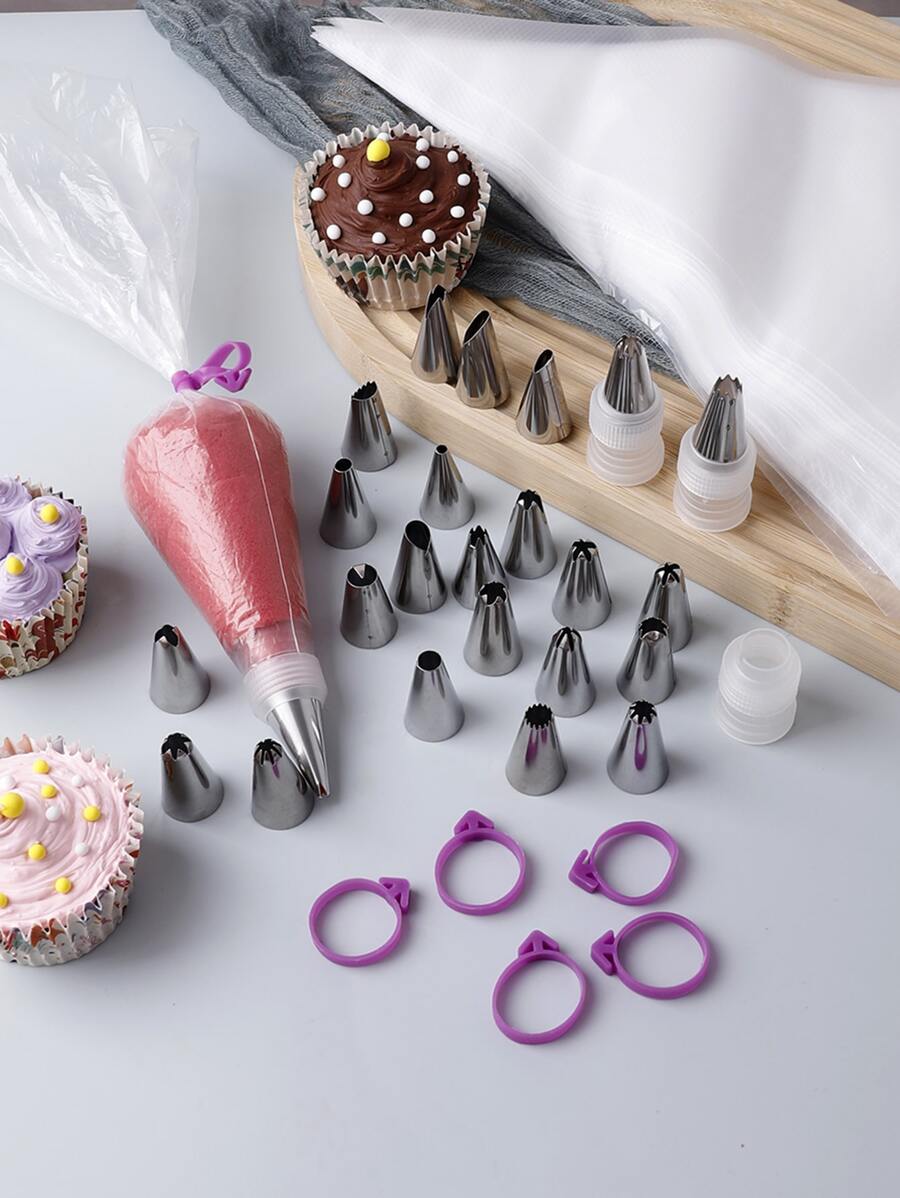 136pcs Stainless Steel Piping Bag & Nozzle Set - Silver - View 1