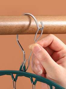 1pc Stainless Steel Drying Rack, Two Tone Clothes Drying Rack For Household - Dark Green - View 3