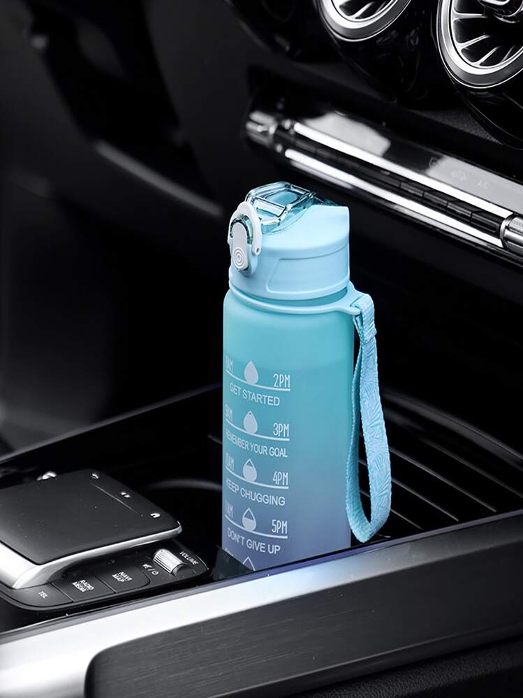 1pc 900ML Plastic Sport Water Bottle, Ombre Letter Graphic Water Bottle For Outdoor - Multicolor - View 3
