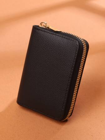 Litchi Embossed Zipper Around Lightweight Portable Card ID Card White-Collar Workers For Female For Women Holiday For Anniversary For Birthday Gift Gift Accessories Gift Casual Card Holder Card Holder Wallet Business Card Holder Credit Card Holder For Men Mini Wallet Card Wallet