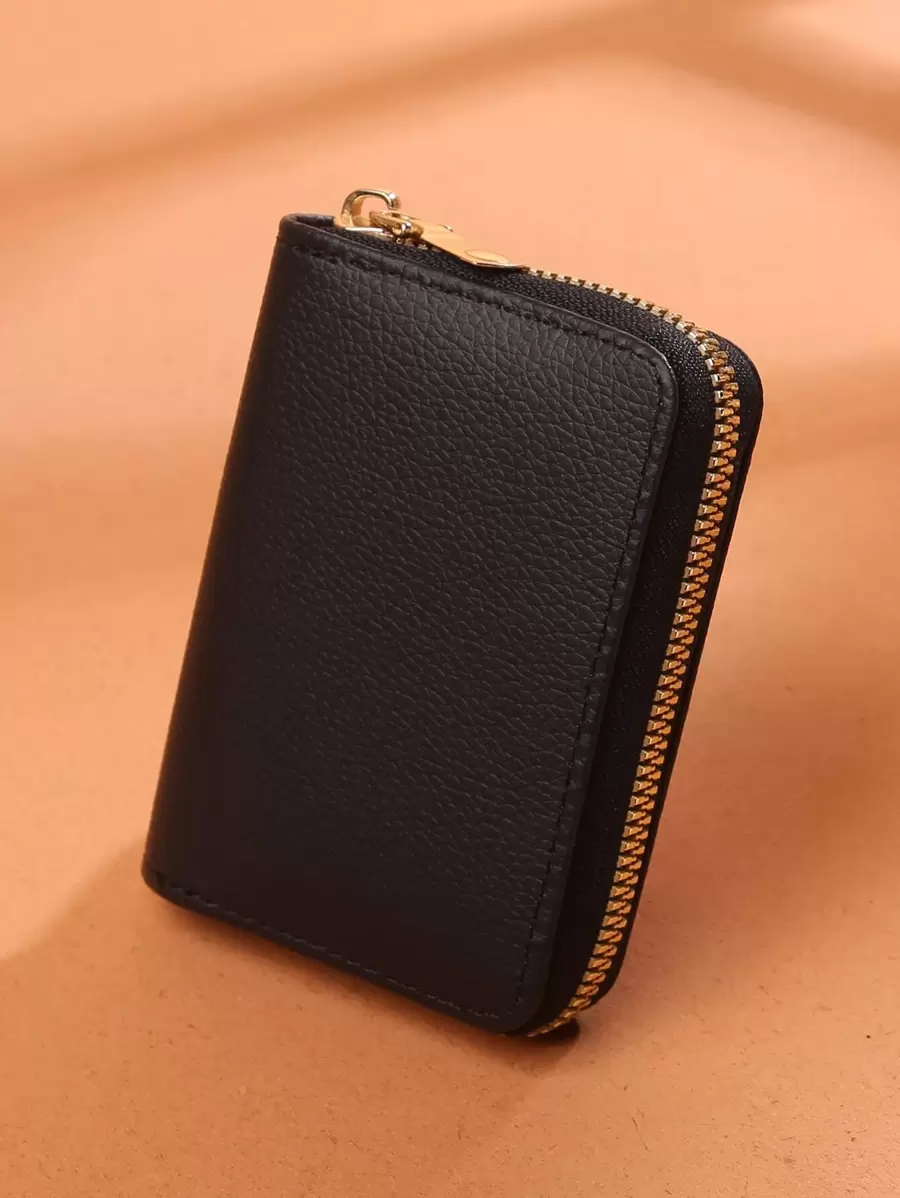 Litchi Embossed Zipper Around Lightweight Portable Card ID Card White-Collar Workers For Female For Women Holiday For Anniversary For Birthday Gift Gift Accessories Gift Casual Card Holder Card Holder Wallet Business Card Holder Credit Card Holder For Men Mini Wallet Card Wallet