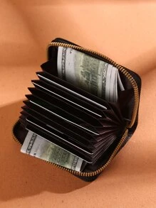 Litchi Embossed Zipper Around Lightweight Portable Card ID Card White-Collar Workers For Female For Women Holiday For Anniversary For Birthday Gift Gift Accessories Gift Casual Card Holder Card Holder Wallet Business Card Holder Credit Card Holder For Men Mini Wallet Card Wallet