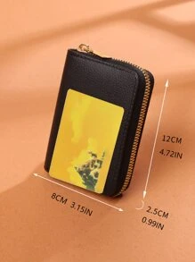 Litchi Embossed Zipper Around Lightweight Portable Card ID Card White-Collar Workers For Female For Women Holiday For Anniversary For Birthday Gift Gift Accessories Gift Casual Card Holder Card Holder Wallet Business Card Holder Credit Card Holder For Men Mini Wallet Card Wallet