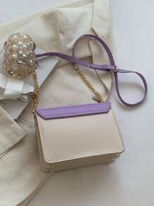 Stylish Chic Small Square Bag, Fashion Minimalist Colorblock Shoulder Bag With Chain Strap, Versatile Crossbody Bag Suitable For Young Girls, Suitable For Shopping, Dating, Formal Events, Daily Wear, Commuting - Multicolor - View 3