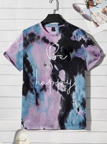 Manfinity Men Tie Dye Slogan Graphic Tee - Multicolor - View 1