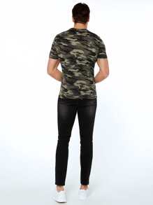 Manfinity VCAY Men Camo Print Short Sleeve Tee, For Going Out - Multicolor - View 7