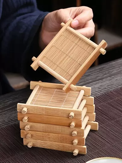 1入組木紋木頭杯墊