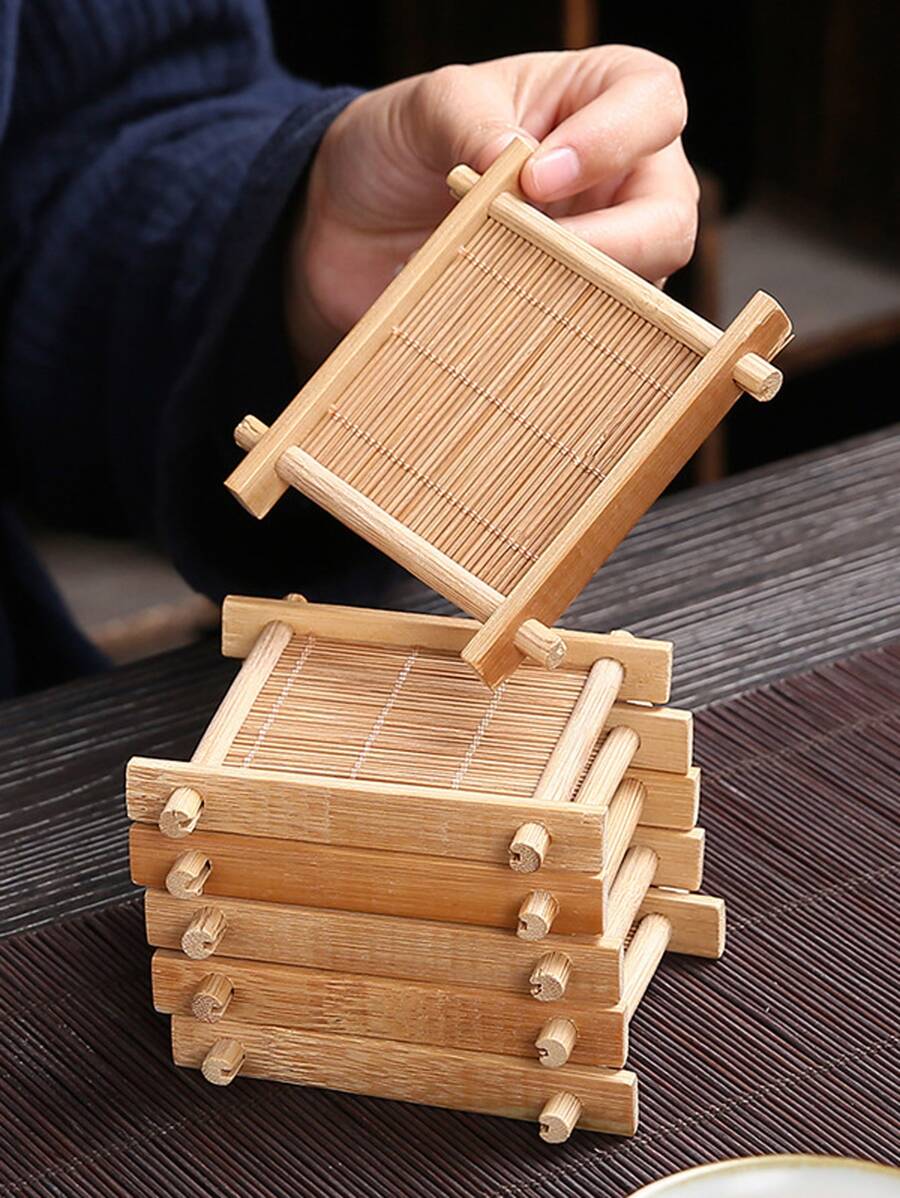 1入組木紋木頭杯墊