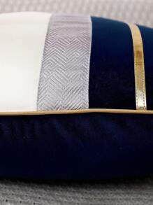 1入組撞色靠墊套不附帶墊芯 - 藍白色 - 查看 4