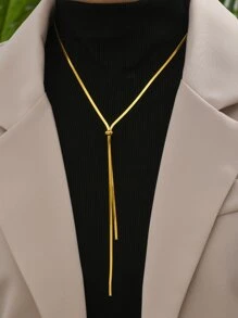 1pc Adjustable Geometric Pattern Snake Chain, Suitable For Women's Daily Outfit Matching And Gifts - Yellow Gold - View 3