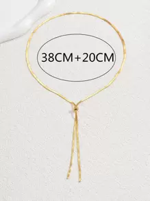 1pc Adjustable Geometric Pattern Snake Chain, Suitable For Women's Daily Outfit Matching And Gifts - Yellow Gold - View 4