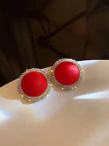 Bông tai trang trí bằng đá rhinestone - Đỏ - Xem 2