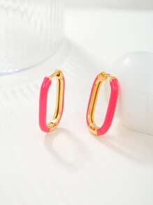 雙色圓耳環 - 粉色 - 查看 2