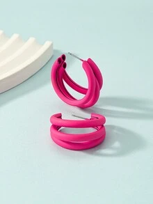 Bông tai nhiều lớp Cuff Hoop - Màu Hồng Tươi - Xem 4