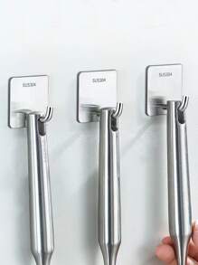 3pcs Stainless Steel Bathroom Hook - Silver - View 1