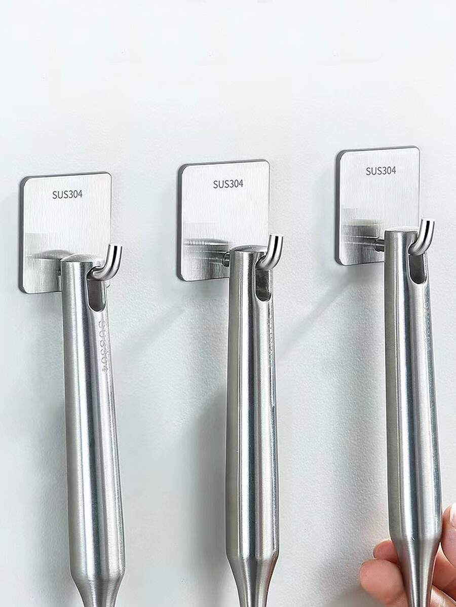 3pcs Stainless Steel Bathroom Hook - Silver - View 1