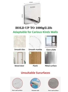 3pcs Stainless Steel Bathroom Hook - Silver - View 4