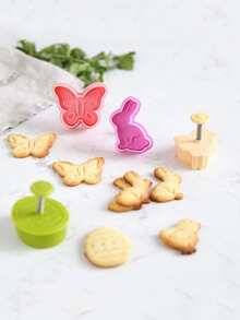 4入组/套塑膠餅乾混合圖案印章適用於烘烤