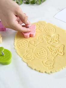 4入组/套塑膠餅乾混合圖案印章適用於烘烤