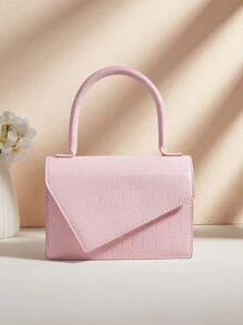 Solid Color Fashion Mini Crocodile Pattern Shoulder Crossbody Handbag Makeup Bag