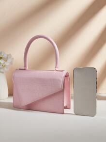 Solid Color Fashion Mini Crocodile Pattern Shoulder Crossbody Handbag Makeup Bag