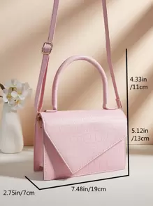 Solid Color Fashion Mini Crocodile Pattern Shoulder Crossbody Handbag Makeup Bag