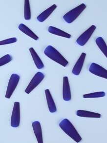 24pcs Long Coffin Solid Fake Nail & 1pc Nail File & 1sheet Tape - Royal Blue - View 3