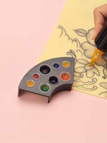 1 Giá đựng mực xăm hình bằng nhựa màu đen 8 lỗ hình quạt (có khe đựng cốc mực cỡ L/m/s) - màu đen - Xem 4